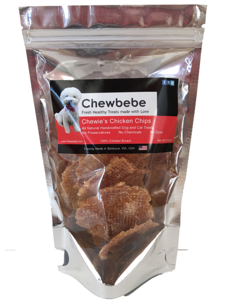 Chewbebe Chewie's Chicken Chip Jerky Dog Treats: All Natural Fresh One  Ingredient USA