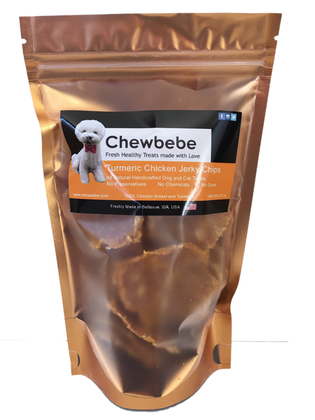 Chewbebe Natural Turmeric Chicken Jerky Chips Dehydrated Fresh USA Dog  Treats