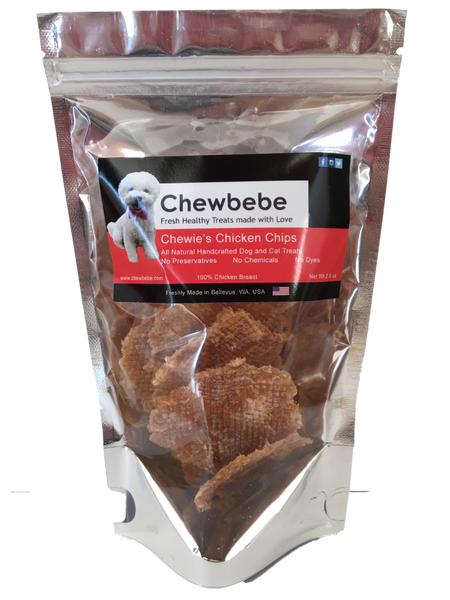 Chewbebe Chewie's Chicken Chip Jerky Dog Treats: All Natural Fresh One Ingredient USA