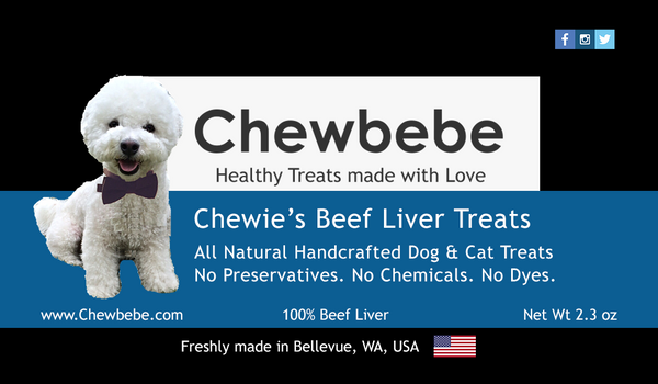 Chewbebe Chewie's Healthy Grass Fed Beef Liver Dog Treats: All Natural Fresh One Ingredient USA